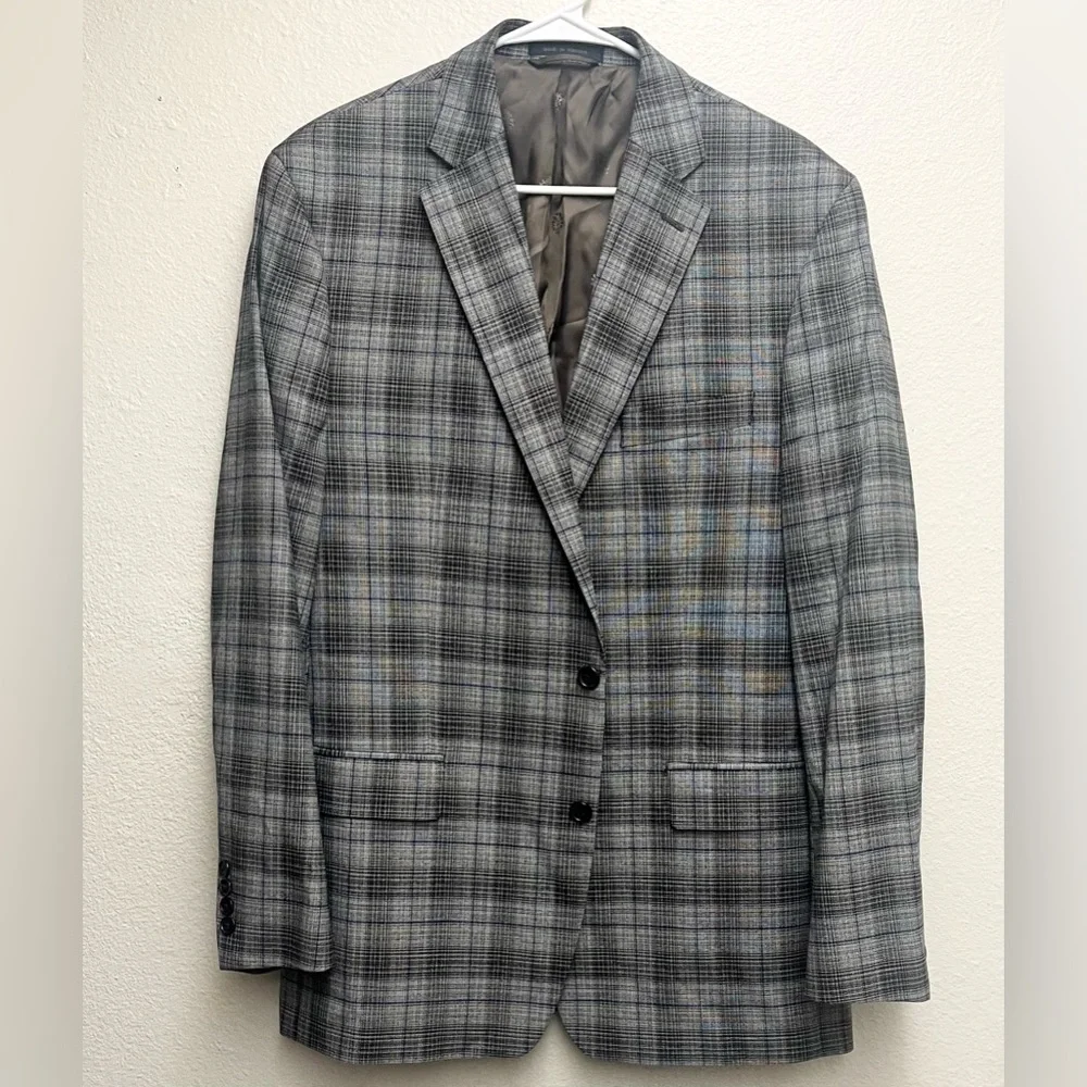 44L Lauren Ralph Lauren Checkered Grey Blazer Jacket Coat‎ EUC
